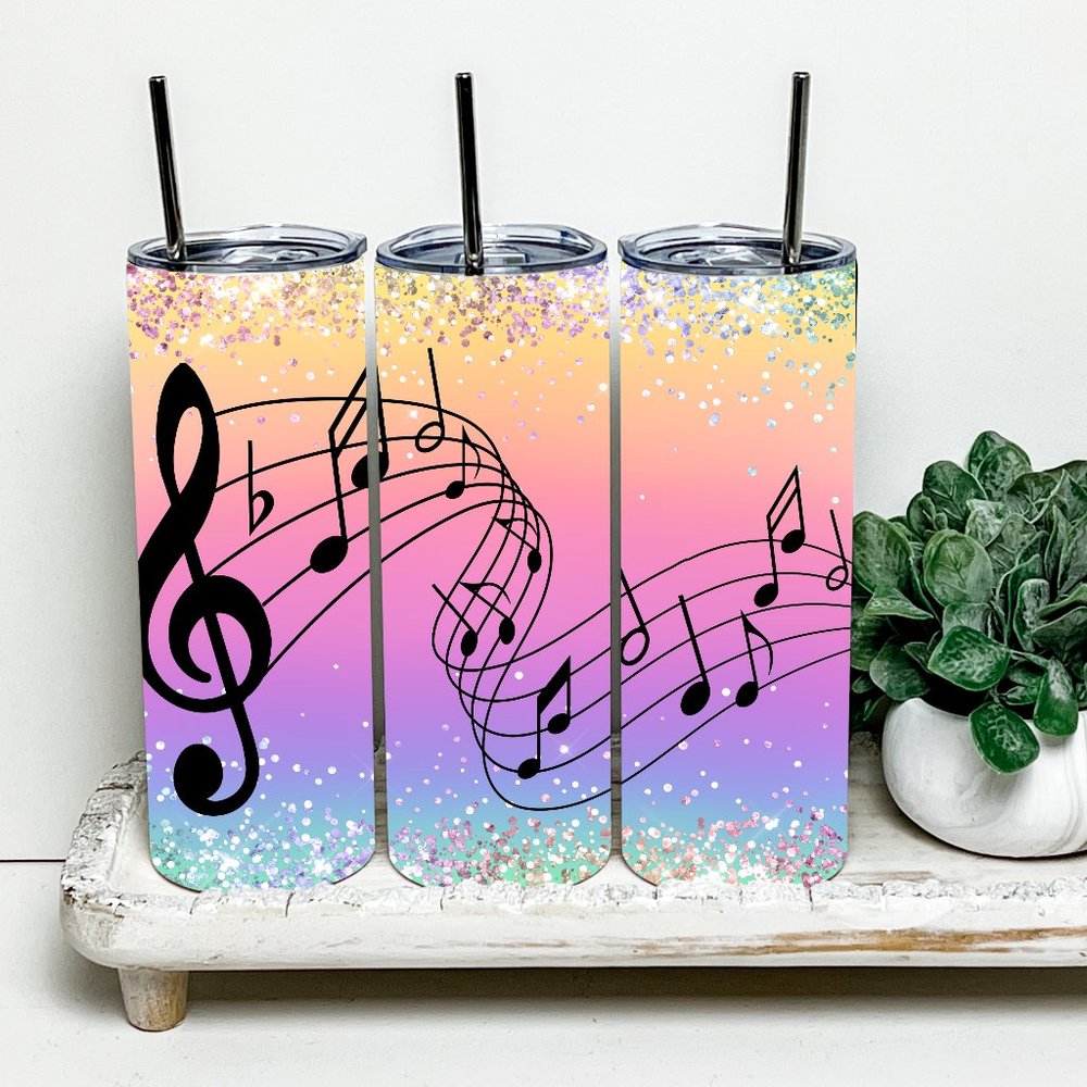 Sheet Music Notes 20oz Tumbler With Metal Straw
